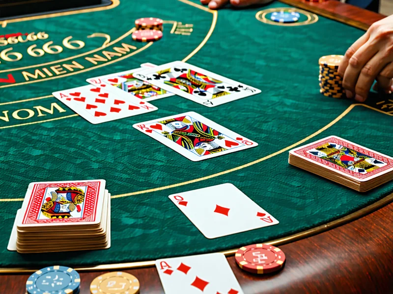 Bàn chơi game bài 3D với các lá bài được hiển thị rõ ràng